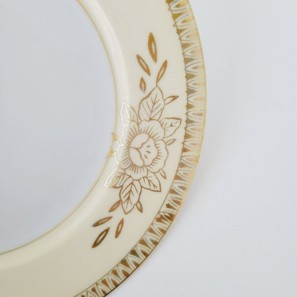 Vintage Floral Chikaramachi Gold & Cream Embossed Hand-Painted Salad Plates(2) - Picture 6 of 13